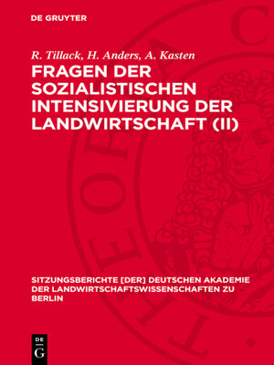 cover image of Fragen der sozialistischen Intensivierung der Landwirtschaft (II)